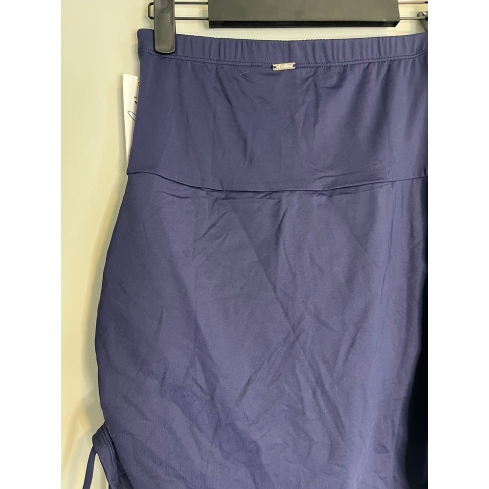 Anne Cole Super High Waist Swim Skirt rouched Navy‎ Tummy Compression Blue M NEW - Picture 6 of 9